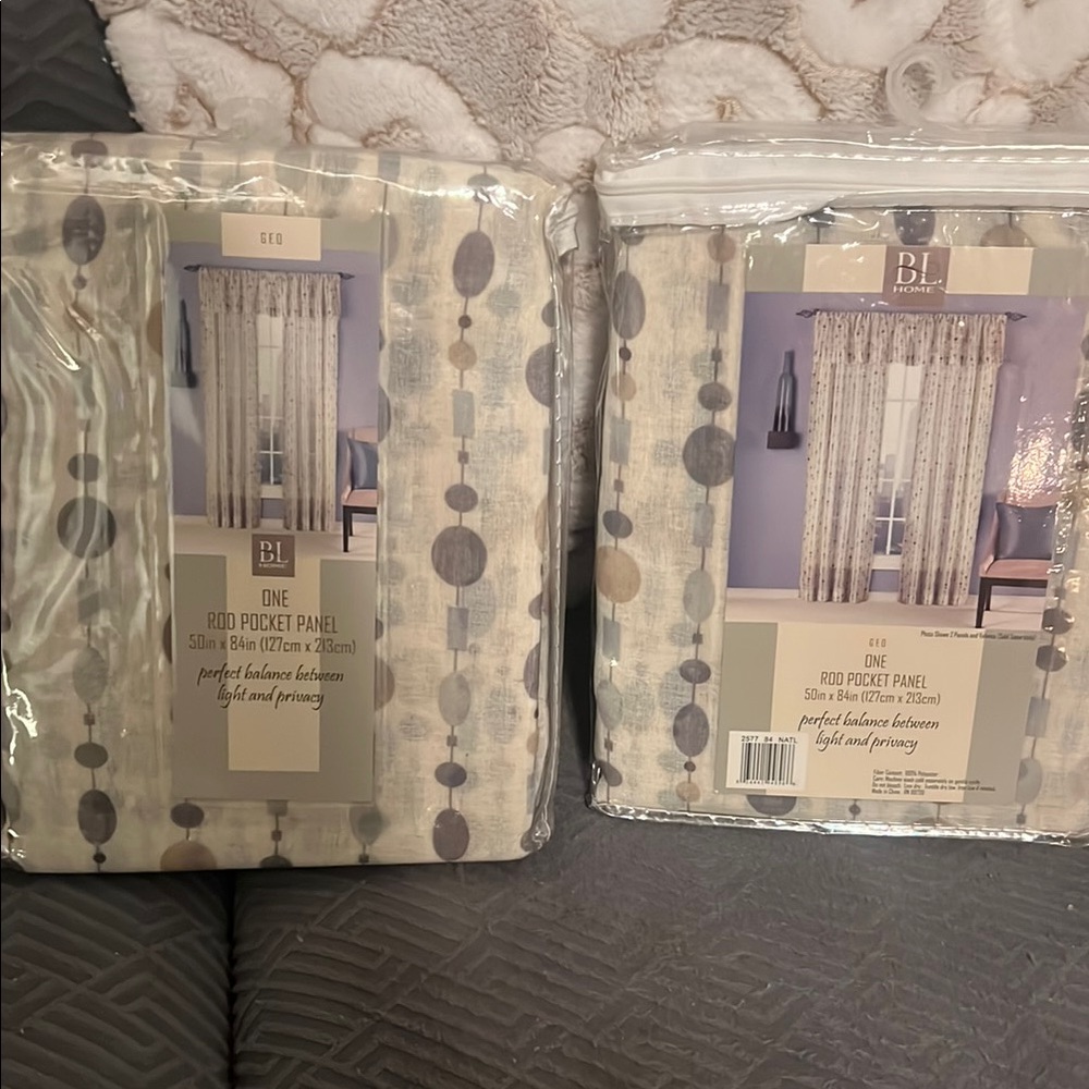 Rod Pocket Panel Curtains - Cream and Gray